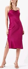 Y2K Women's Small NWT Satin Midi Slip Dress Express Cowl Neck Romantic Barbie