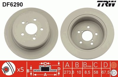 2x Bremsscheibe TRW DF6290 für BL BP LEGACY OUTBACK 4 Station Wagon AWD BL5 BP5
