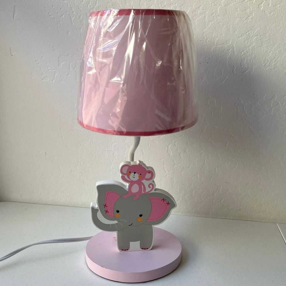 Lámpara de habitación infantil rosa corderos e hiedra bebé niña animales elefante mono decoración temática Foto 2 de 4
