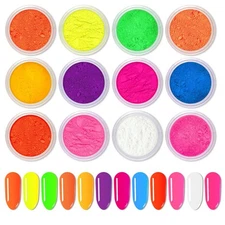Ownest 12 Boxes Pigment Nail Powder, Colorful Fluorescent color Nail Pigments...