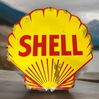 Vintage13” X 13 3/4” SHELL Clam Die Cut Porcelain Metal Oil Gas Pump Plate Sign