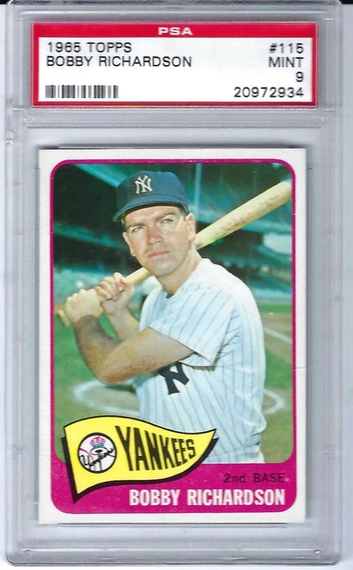 PSA - 9 1965 Topps Bobby Richardson New York Yankees Card # 115 Highest Grade