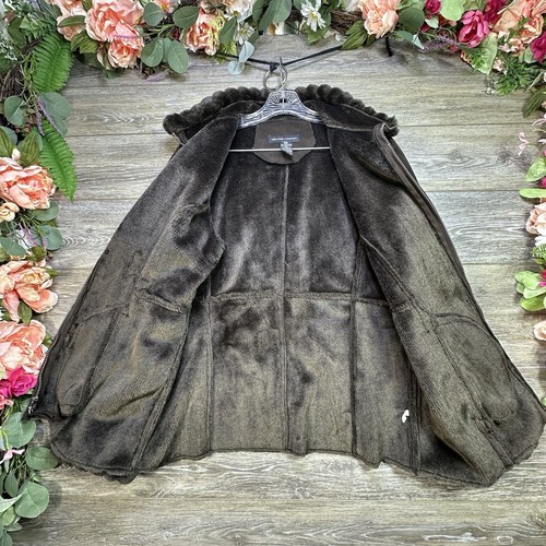 New York & Company WOMENS Brown FAUX FUR Lining Coat Jacket Size Large Very Nice - Picture 3 of 17