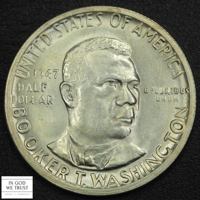 1847 S Booker T Washington BTW Commemorative Silver Half Dollar 50C (Key Date!)