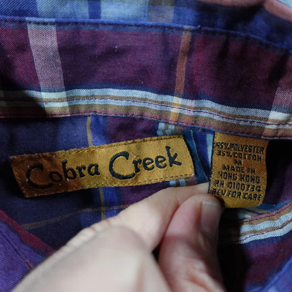 Vintage Cobra Creek Shirt Mens M Red Blue Plaid Pearl Snap Western Rodeo 13779 - Image 4 of 4