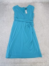 Ann Taylor Dress Womens 6 Petite Blue Wrap Blouson New