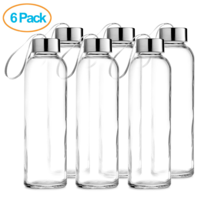 Zukro Glass Water Bottles With Lids - 10 Pack, 18 Oz Each, Reusable, BPA Free, Stainless Steel Airtight Cap, Leakproof - View #5