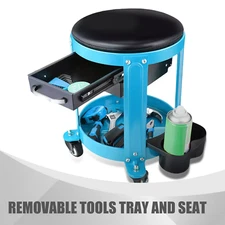 Removable Rolling Seat Creeper Garage Stool Work Chair w/ Tool Storage Drawers