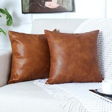 PANOD Pack of 2 Premium Faux Leather Throw Pillow Covers, Modern Luxury Decor...