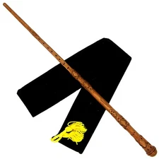 15" Hand Carved LE Mahogany Wood Magic Wand Wizard Witch Wicca Pagan w/ Free Bag