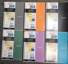 Lot 2 Five Star 2 Subject College Ruled Solid Spiral Notebook, Colors May Vary