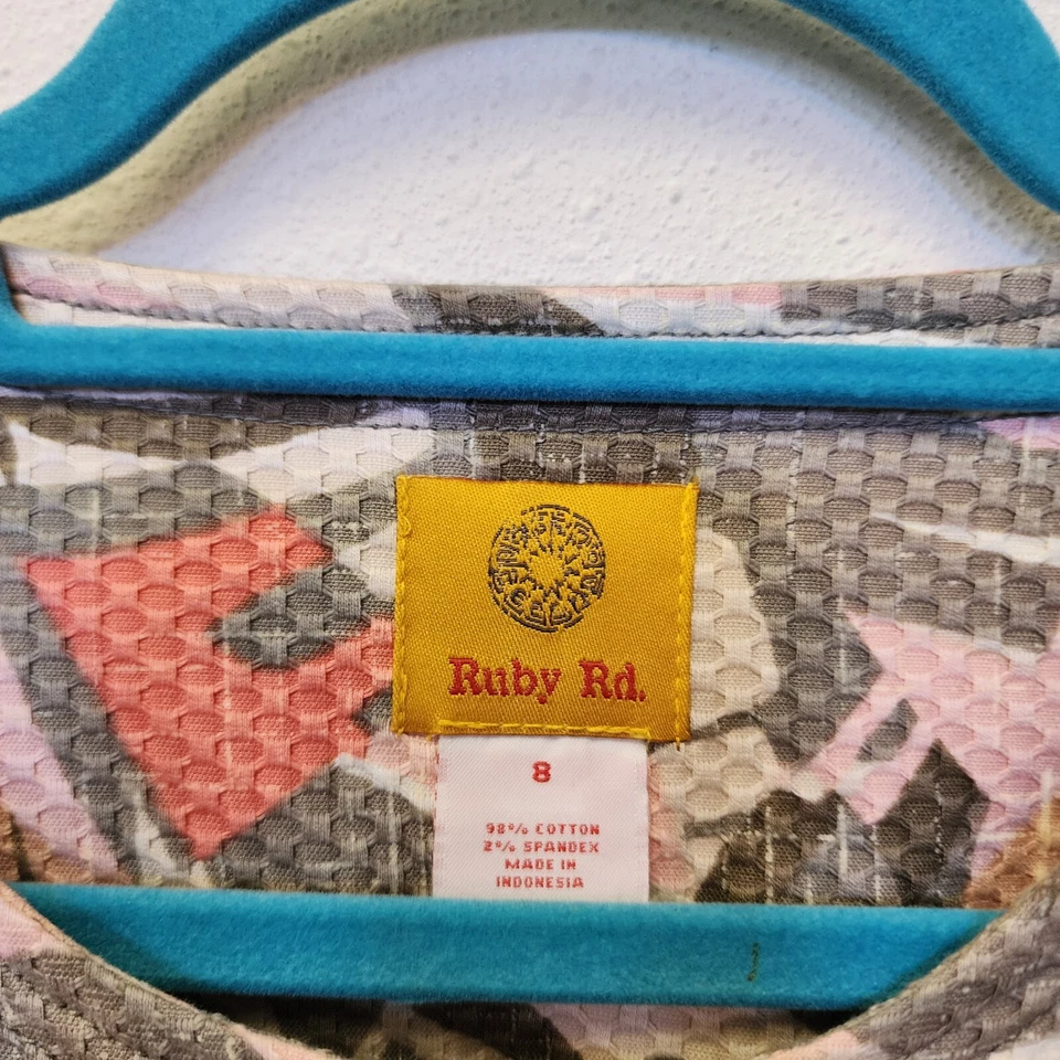 Ruby Rd Jacket Blazer S Textured Cotton Stretch Abstract Coastal Button Office - Image 3 of 4