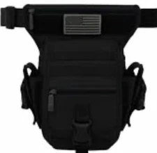 EastWest USA Tactical MOLLE Hip Waist Military Range Gear Bag & Flag Patch BLACK