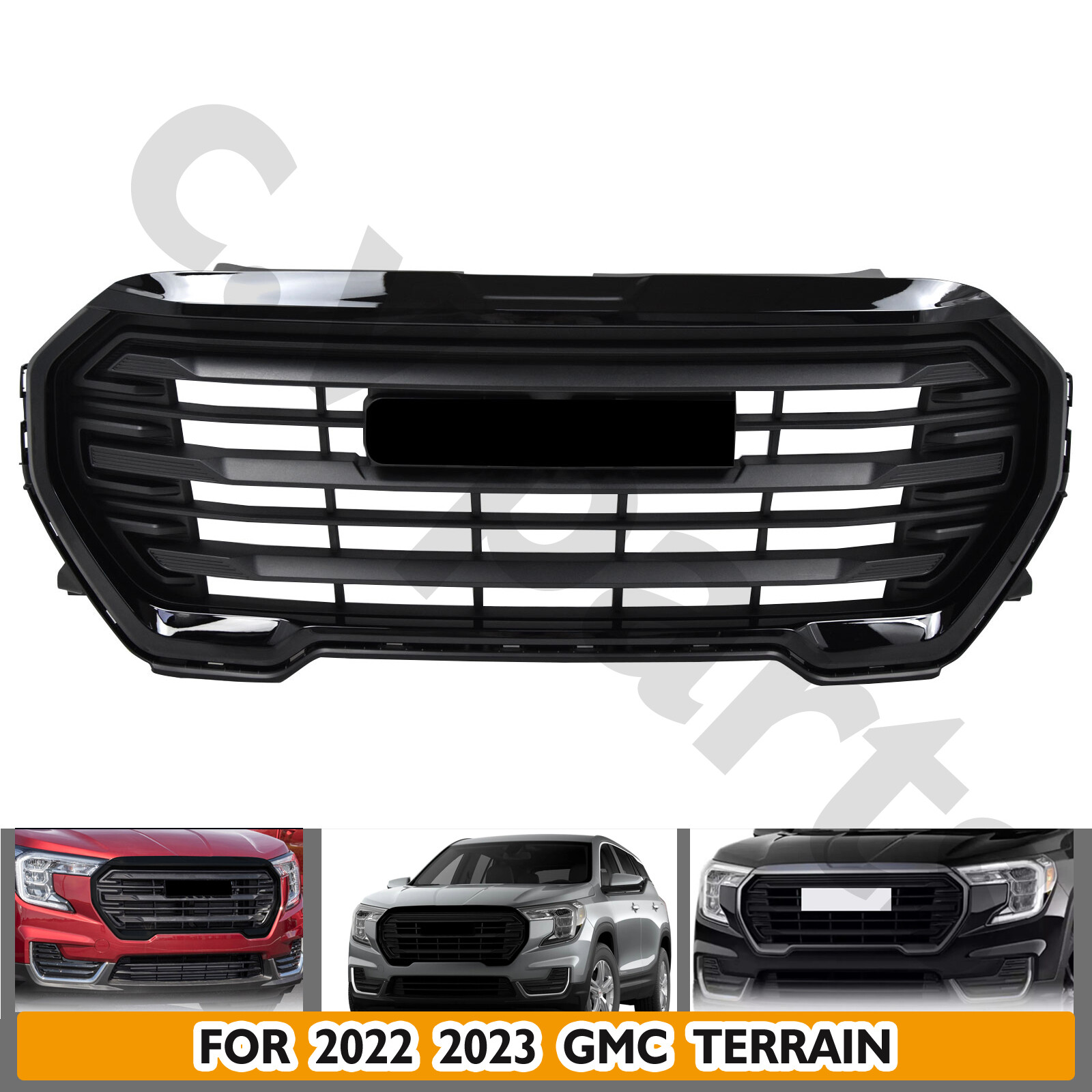 For 2022 2023 GMC Terrain SLE/SLT Front Upper Bumper Grille Grill Gloss Black