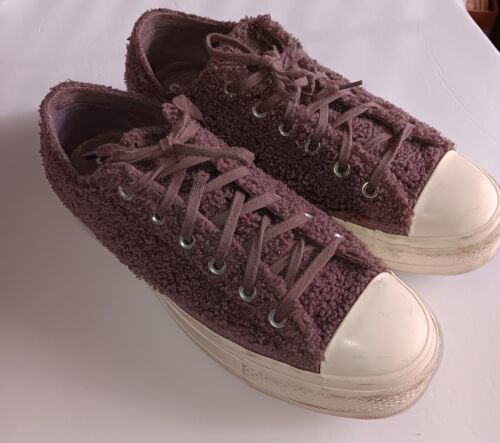 Converse Chuck Taylor All Star Low Top Sherpa Violet Gray Platform Shoes W 10.5 - Picture 1 of 11