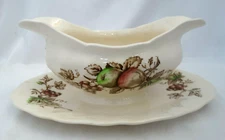 Vintage JOHNSON BROTHERS HARVEST TIME Gravy Boat AND Saucer.