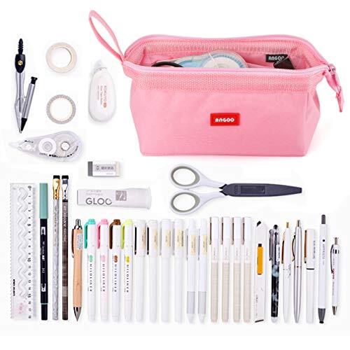 Large Capacity Pencil Case Portable Zipper Pencil Pouch Bag Organizers Pink - Picture 5 of 6