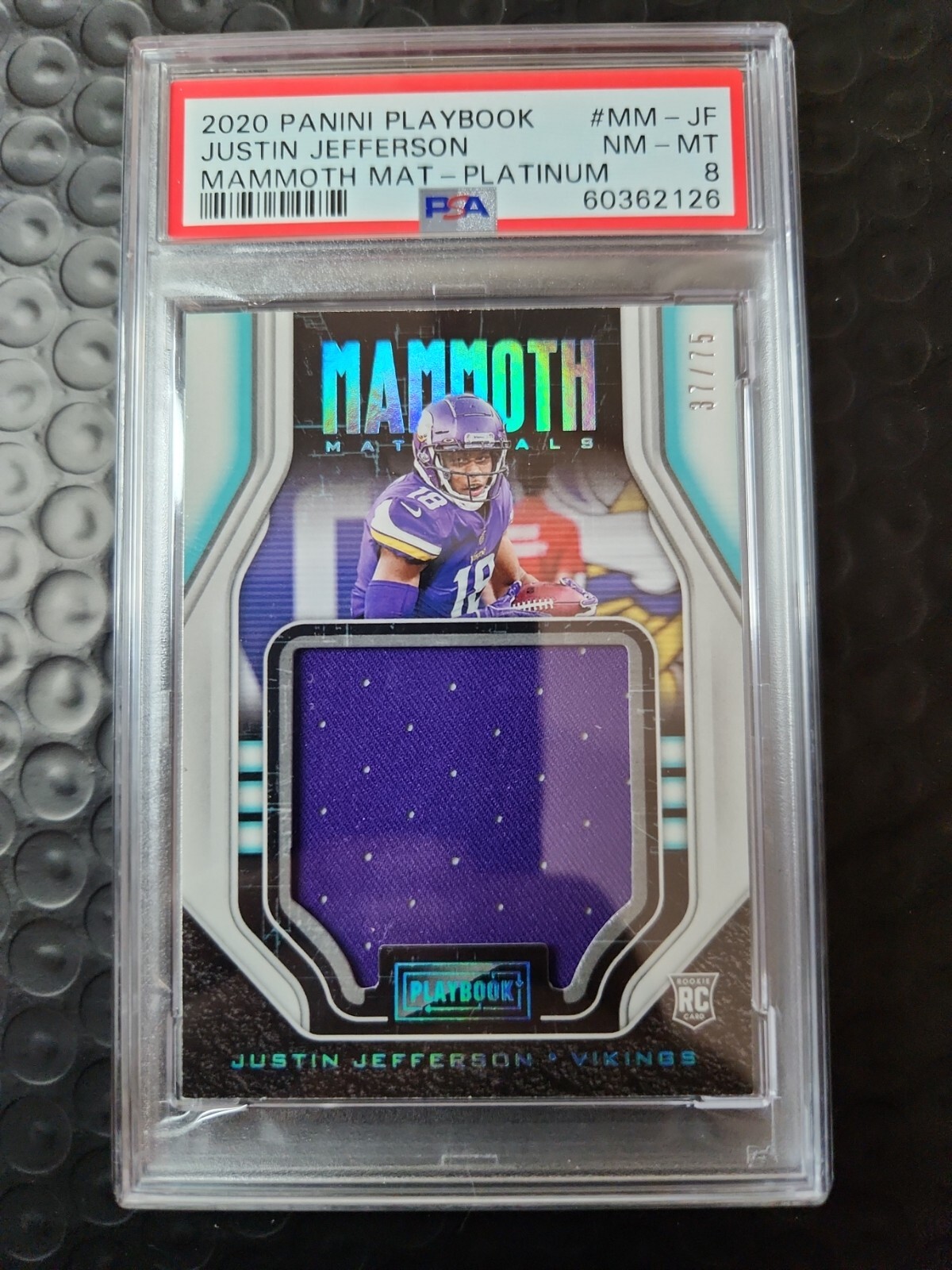Justin Jefferson Panini Playbook Mammoth Materials #MMJF Platinum