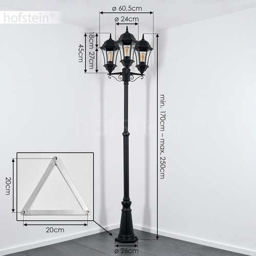 Lámpara exterior de 3 llamas lámpara de pie terraza jardín linterna candelabro vidrio - Imagen 4 de 10
