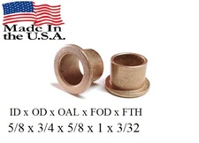 2pc, Bronze Flange Bushing 5/8 x 3/4 x 5/8  ***Made In USA*** Sleeve Bearing 