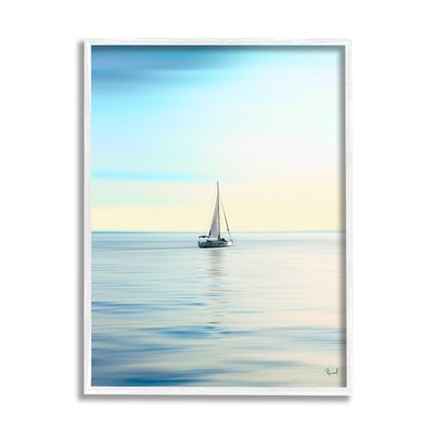 Blue Sunlit Sailboat Framed Giclee Art by Renel Peters