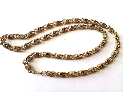 Vintage 1970's Miriam Haskell Brass Links 30 In. Necklace