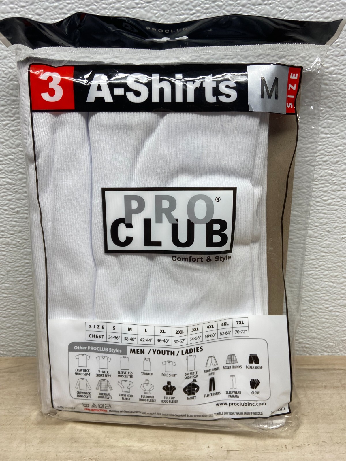 Canotta A Shirt Uomo Pro Club Confezione da 3 Bianca Taglia:M Nuova Altra