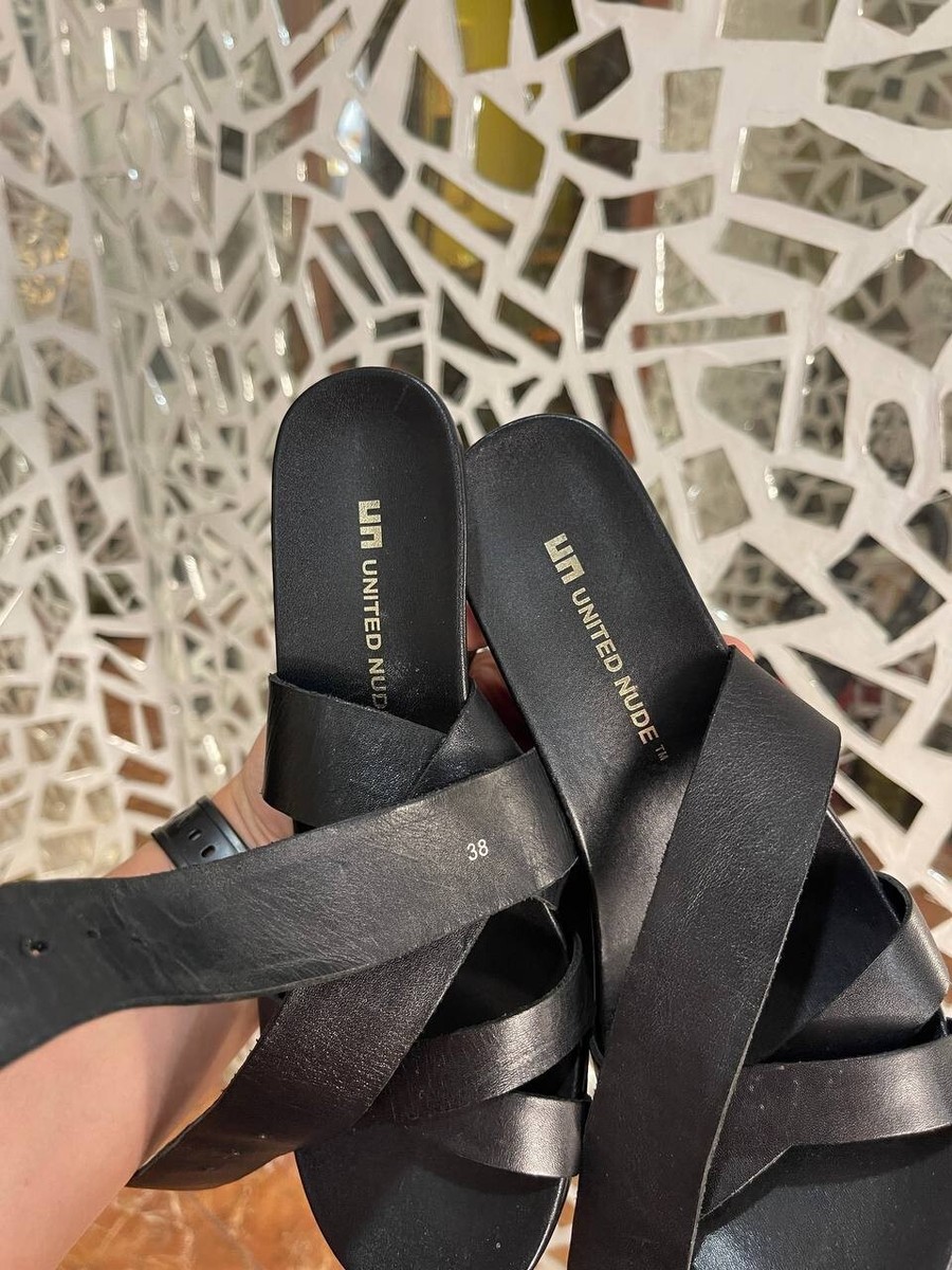 United Nude Eamz heels in black leather for women's size 38 sandal