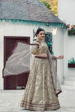 Latest Georgette Fabric Copper Lehenga Choli With Dupatta For Traditional Wear