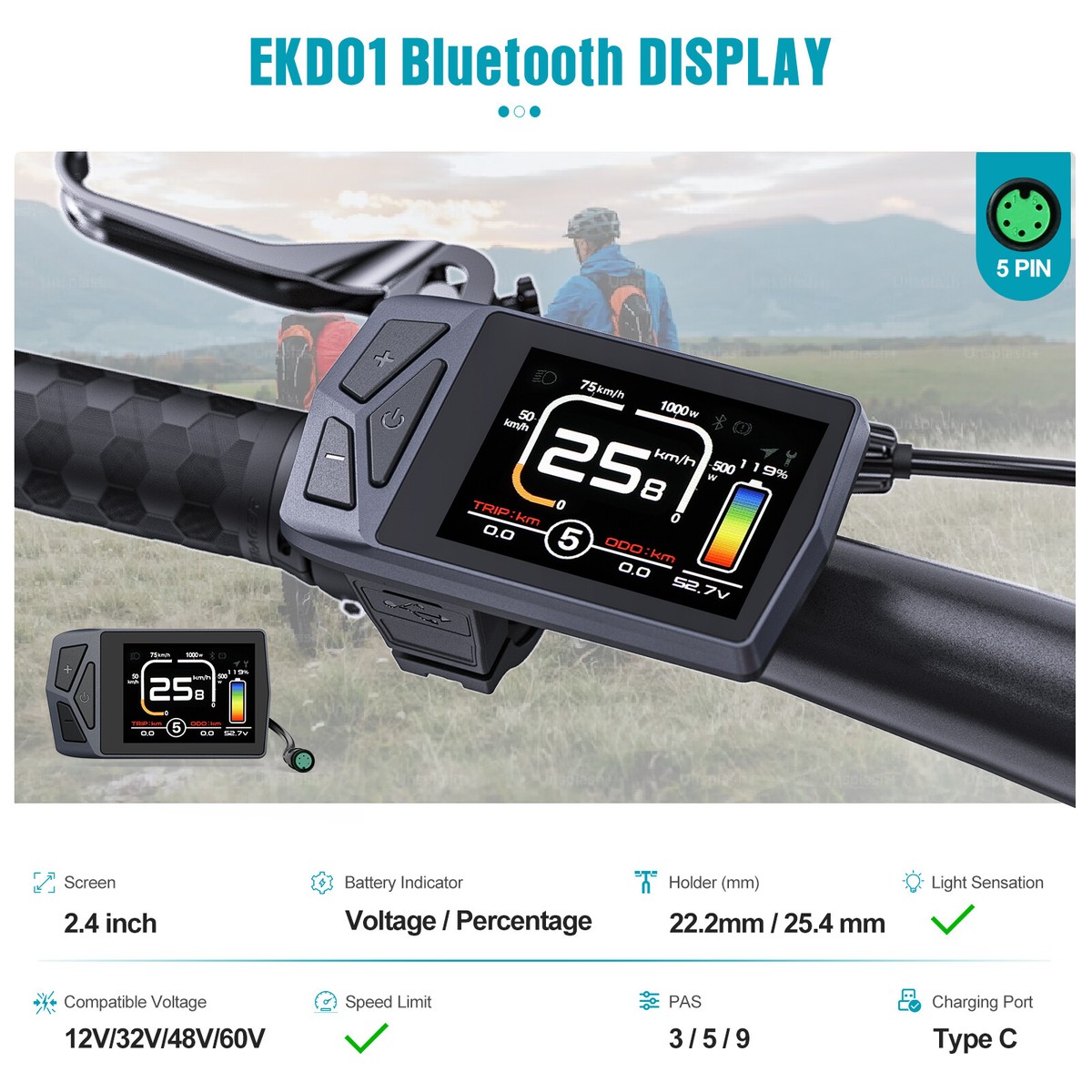 AFFICHAGE COULEUR POUR BAFANG BBS02 BBSHD Compteur De Vitesse étanche