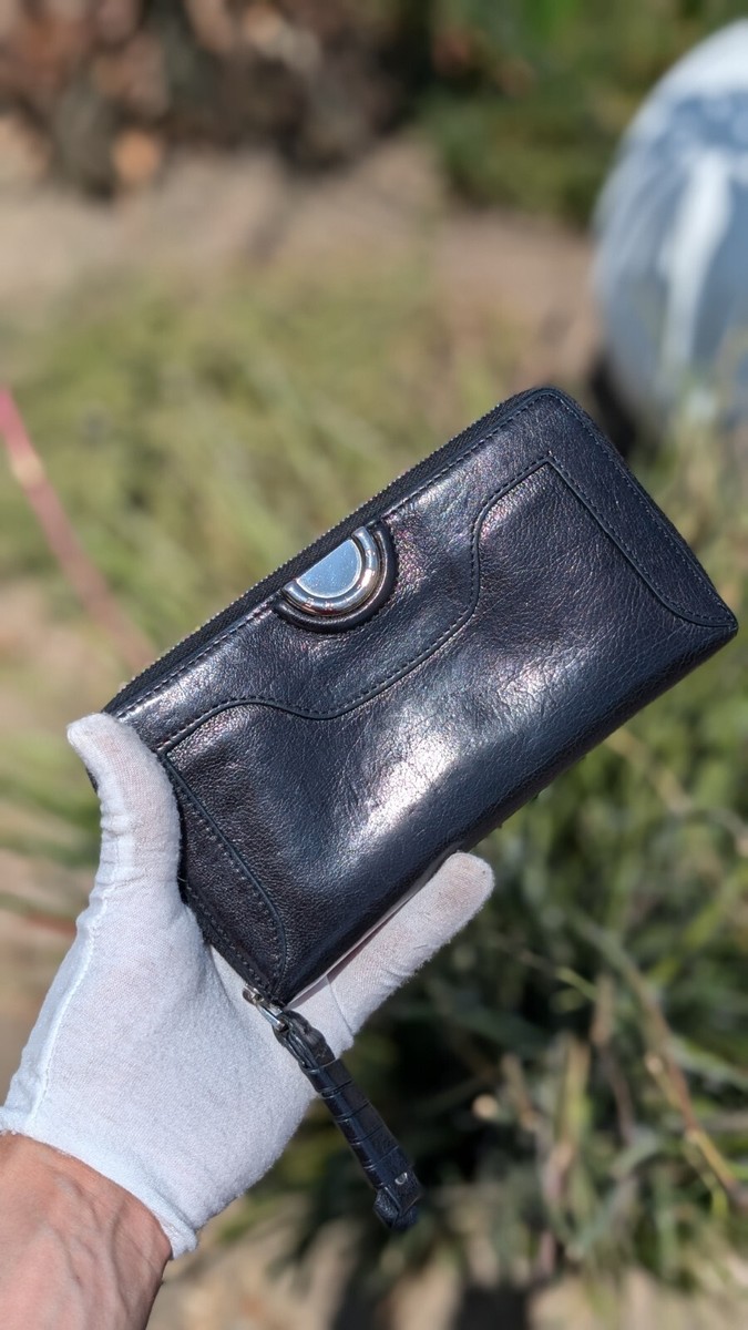 Vintage Black CELINE Triomphe Black Leather Long Wallet | eBay