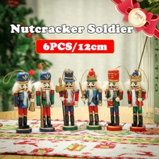 6PCS/SET Wooden Nutcracker Soldier Figures Model Christmas Decor Ornaments Gift