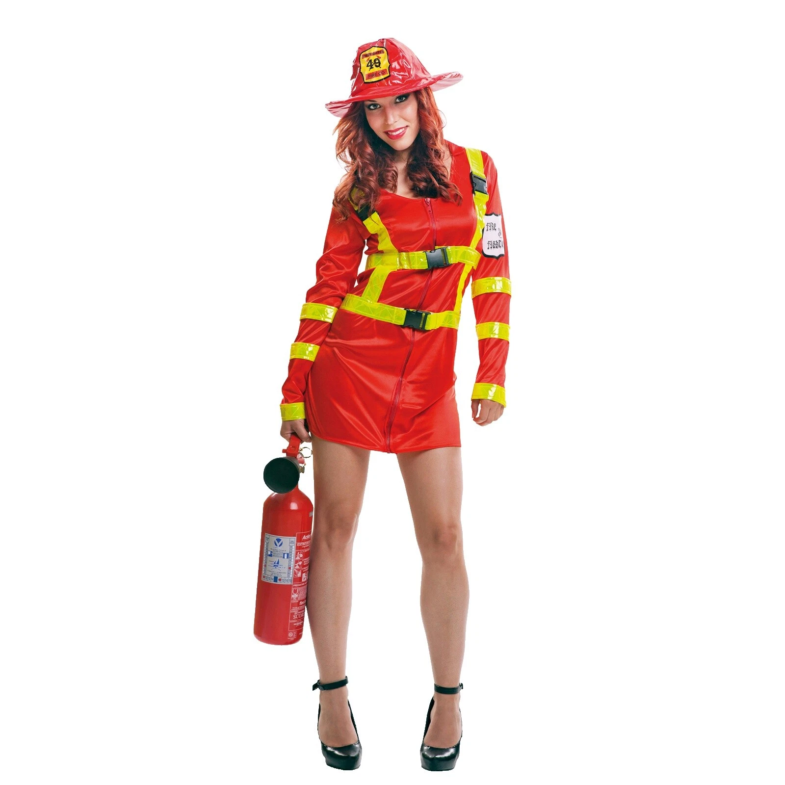 多色警察和消防员演出服女