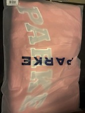 Parke Blush Varsity Mock Neck Pullover Sweatshirt Women L/XL Heart Logo