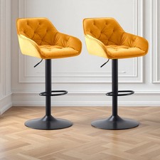 2/4 Bar Stools Velvet w/Armrest 8cm Thick Seat Swivel Bar Chair Breakfast