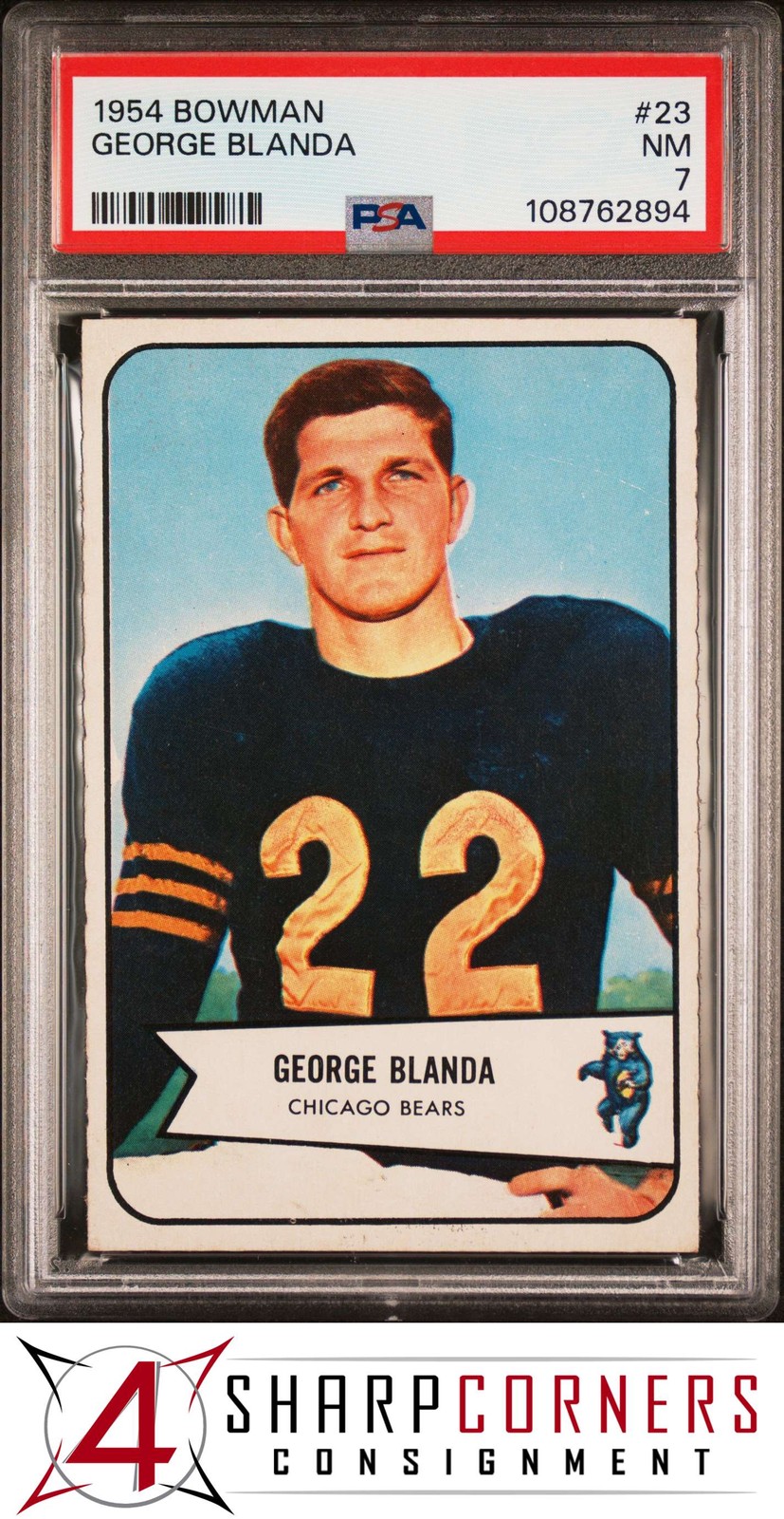 1954 BOWMAN #23 GEORGE BLANDA RC BEARS HOF PSA 7