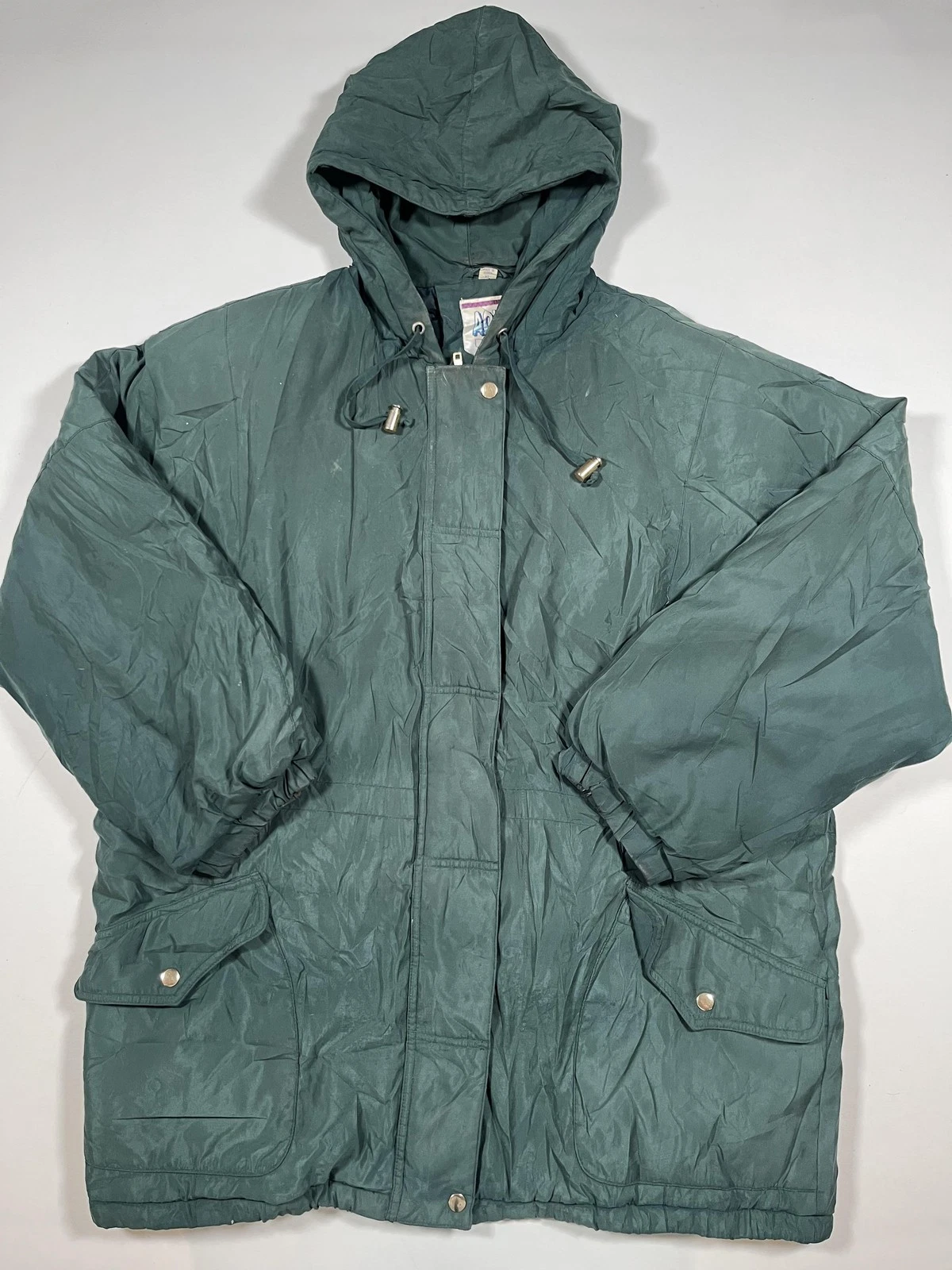 Vintage Aqua Togs Coat Mens XL Green Hooded Parka Quilted Insulated Winter