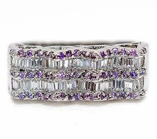 2CT Amethyst  Topaz 925 Genuine Sterling Silver Ring Jewelry Sz 8