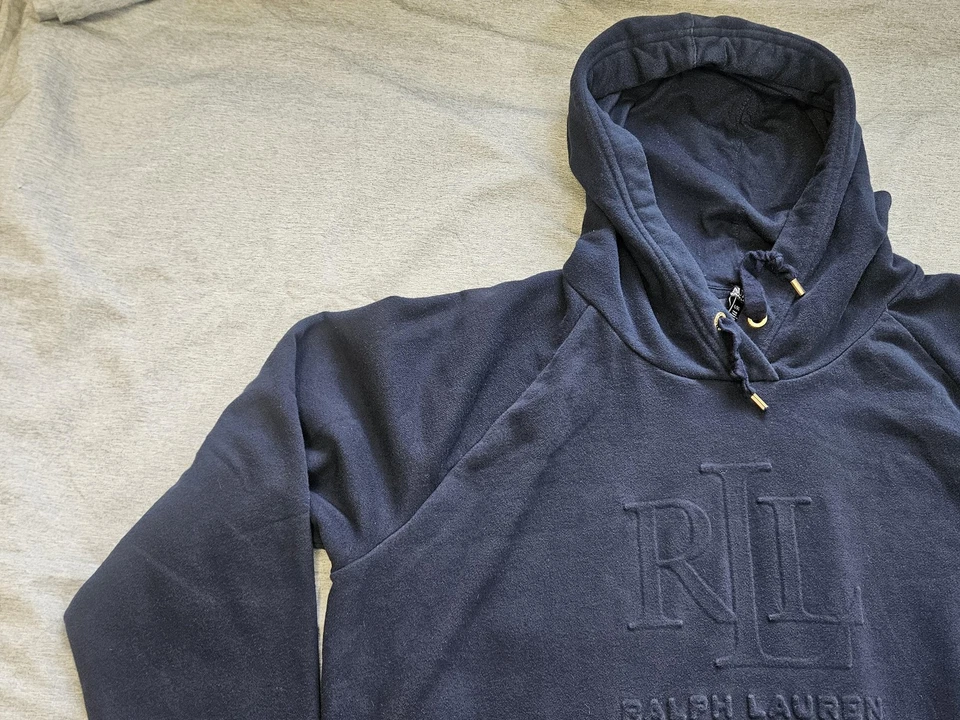 Lauren Ralph Lauren Hoodie Womens XL Navy Pullover Embossed RL Logo Sweatshirt - Image 3 of 4