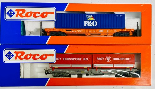 Roco 46570 SNCB/NMBS TRW Sdkmss mit P&O Container & 46569 SBB HUPAC Frey Tpt HO | Condition: Used