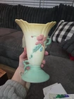 HULL WOODLAND VASE W8-7 1/2 TWO-TONE GLOSS BLUE GREEN PINK