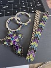 Amethyst Peridot Spinel London Topaz Cross Bracelet Earring Set JTV Rhodium — photo 1