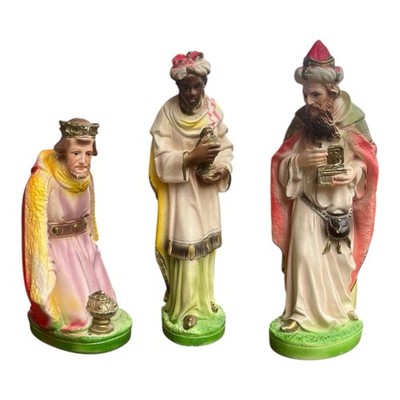 Vintage Wise Men Magi 3 Kings Christmas Nativity Chalkware Lg 7.5 - 9.5'' RARE
