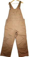 DuluthFlex Fire Hose Work Bib Overalls Mens 44x27 Brown Canvas Double Knee *Read