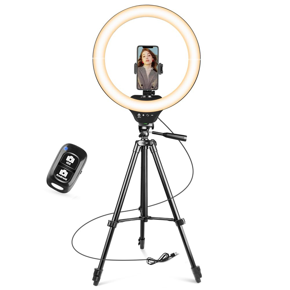 14'' Ring Light with 50'' Extendable Tripod Stand, LED Circle Lights with Pho...-image