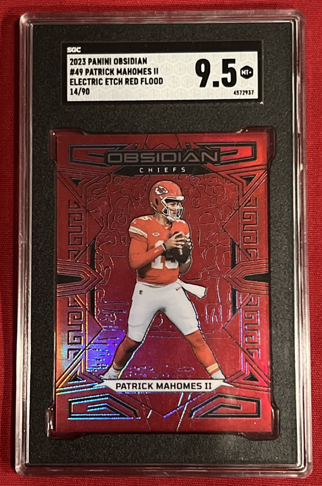 2023 Panini Obsidian Patrick Mahomes II #49 Red Flood Electric Etch /90 SGC 9.5