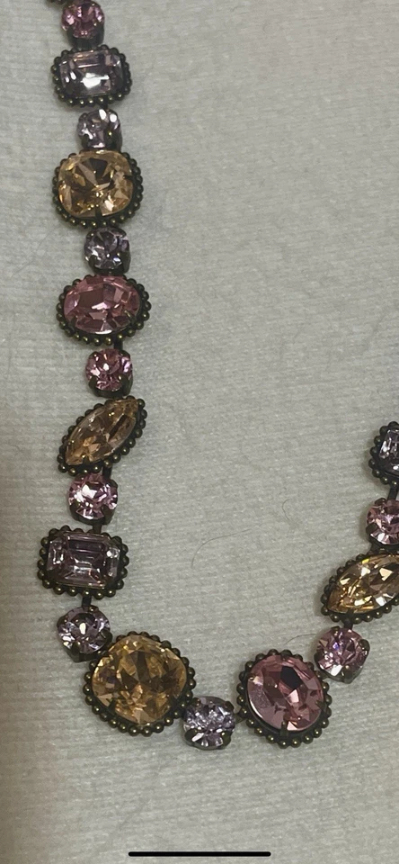 Collar de Cristal Sorrelli Corte Cojín Rosa, Morado y Melocotón ¡Con Pendientes!! Foto 3 de 4