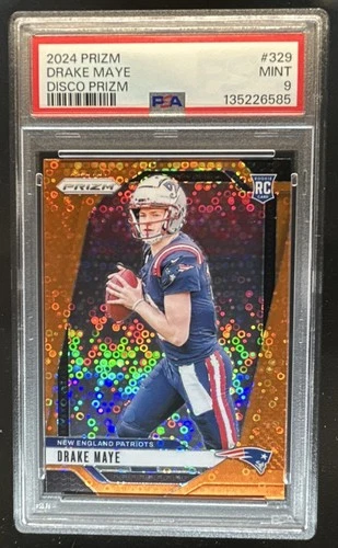 2024 Panini Prizm Drake Maye RC Disco Rookie #329 Patriots PSA 9