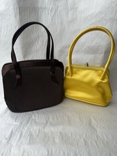 Lot of 2 Vintage Evening Bags La Regale Yellow Magid Brown Pleated