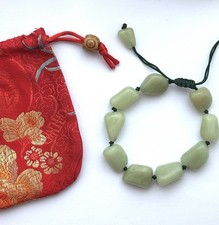 Natürliche Hetian grüne Jade Kordel verstellbar Armband